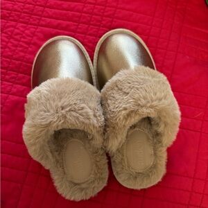 Gold Faux Fur Slippers